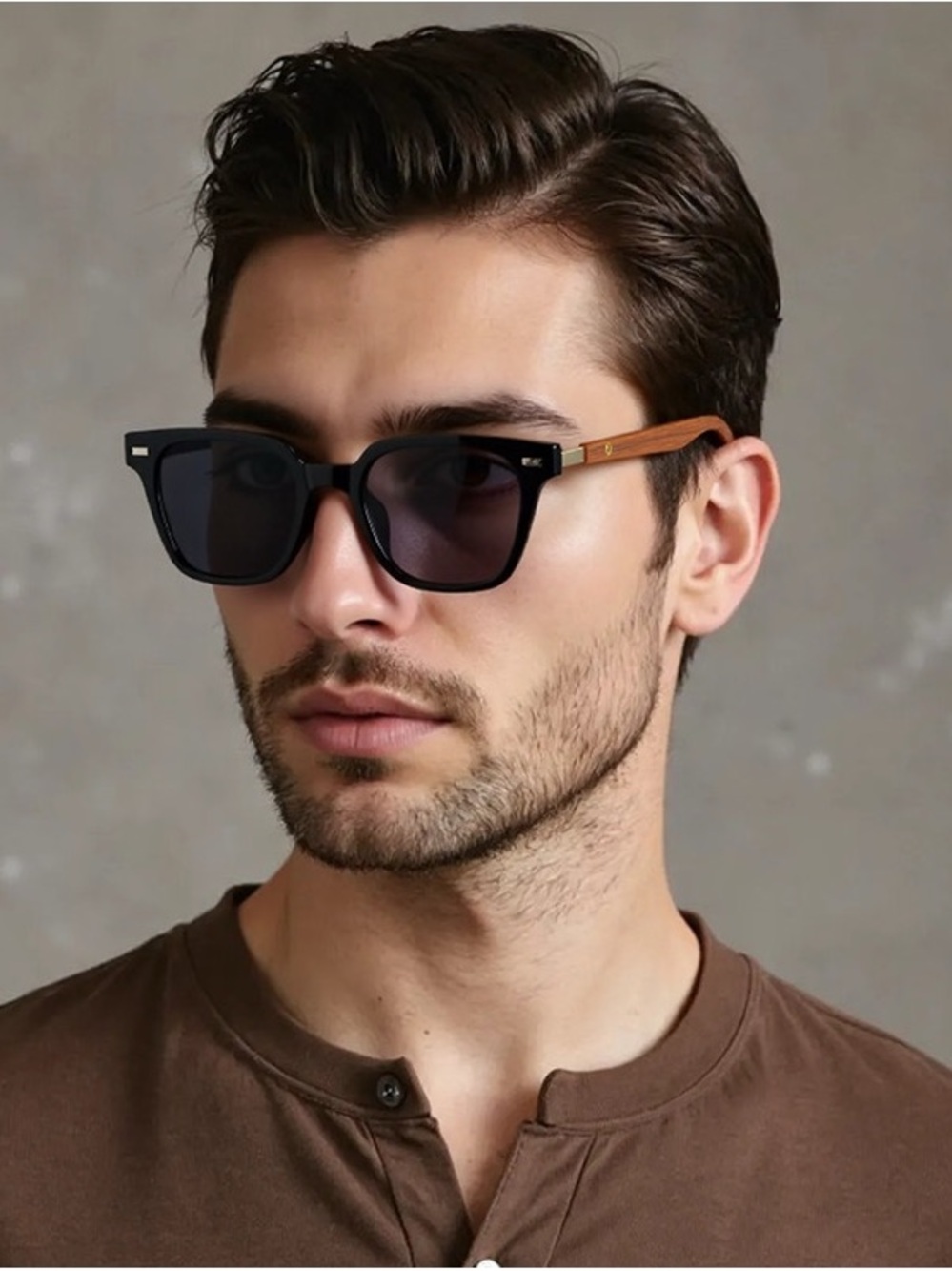 Men's Business retro geometric UV400 Protection square shape Sunglasses